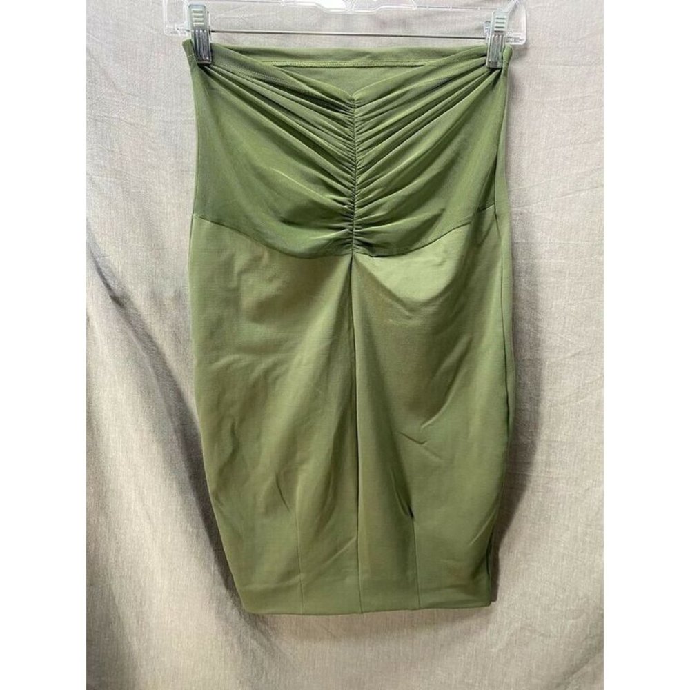 Bebe Dress Womens Extra Small Green Ruffle Strapless Mini‎ Ladies